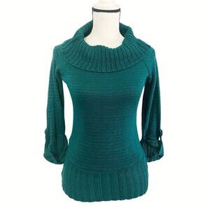 Charlotte Russe Green Acrylic Long Sleeve Cowl Neck Knit Sweater Size Large